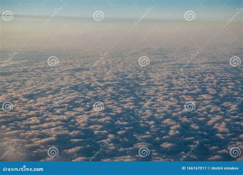 Flying Above the Clouds at Sunset Landscape from an Airplane Stock Image - Image of dawn ...