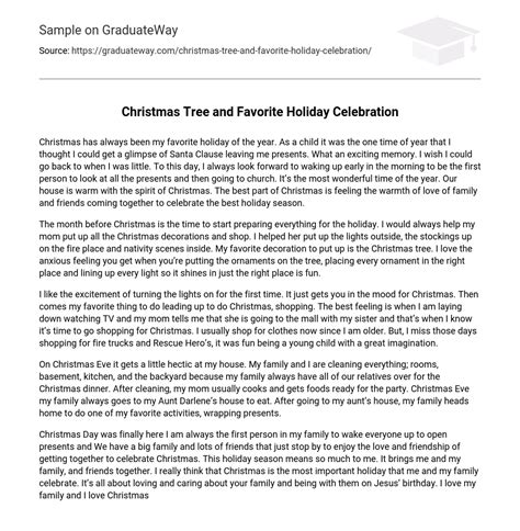 ⇉Christmas Tree and Favorite Holiday Celebration Essay Example | GraduateWay