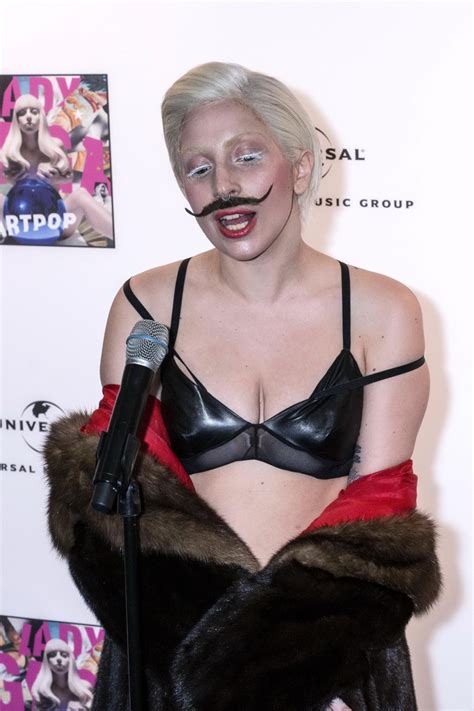 Lady Gaga Wearing Lingerie And Fake Moustache At Her Album Promotion In Berlin Porn Pictures