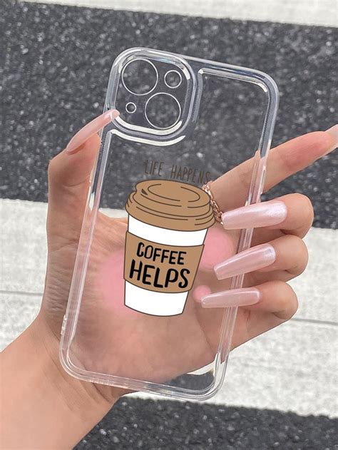 Funda De Celular Transparente Con Patr N De Caf Moda De Mujer