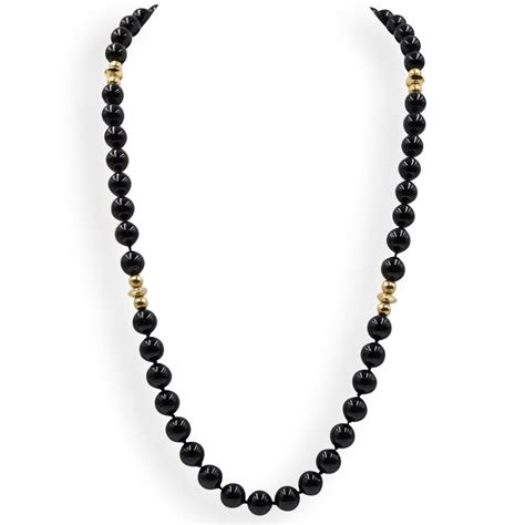 14k Beaded Onyx Necklace