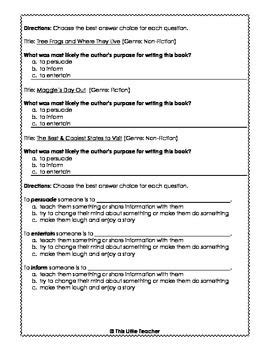 Author S Purpose Multiple Choice Assessment For Grades