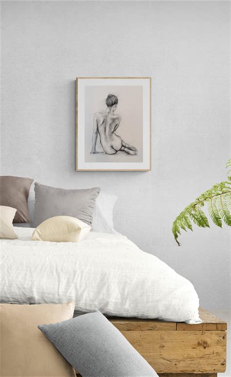 Erotic Art Naked Woman Charcoal Drawing Nudity Wall Art Etsy
