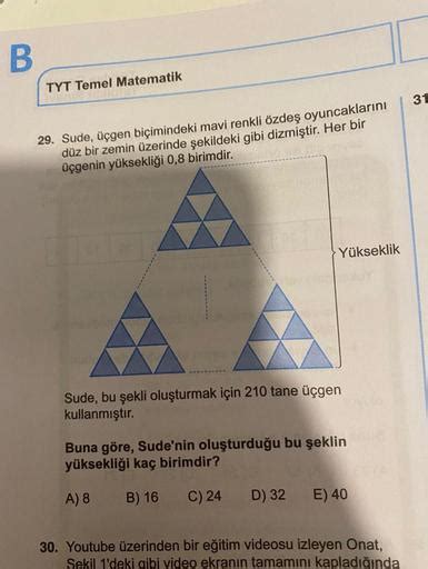 B Tyt Temel Matematik 31 29 Sude üçgen Biçimindek Geometri