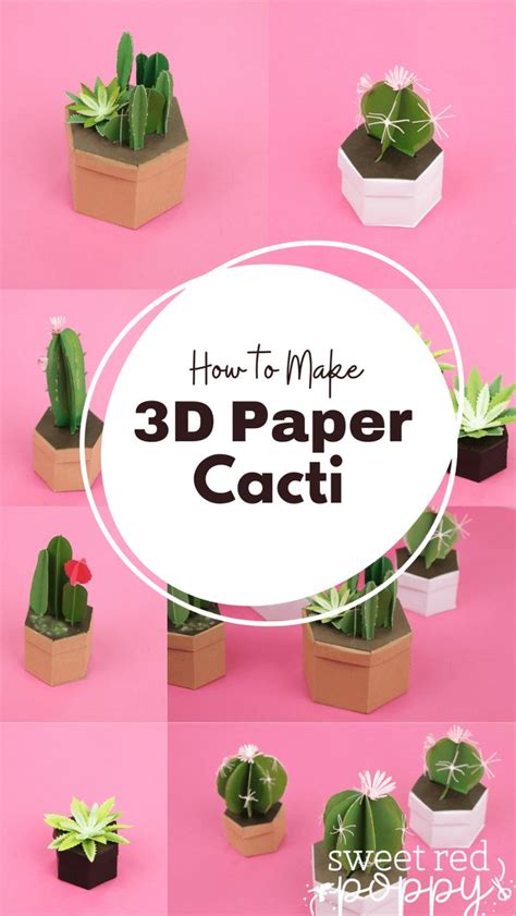 3D Potted Paper Cactus Free Templates And Tutorial Paper Cactus