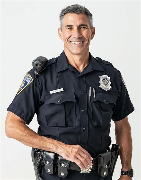 A Man In A Police Uniform With A Smile On His Face Premium Ai