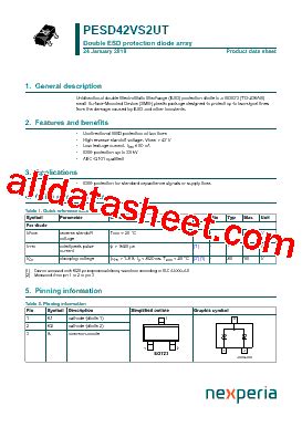 PESD42VS2UT 데이터시트 PDF Nexperia B V All rights reserved