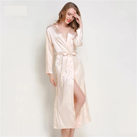 Chiffon Robe Robes With Lace Femme Sexy Long Bathrobes Women Nightwear