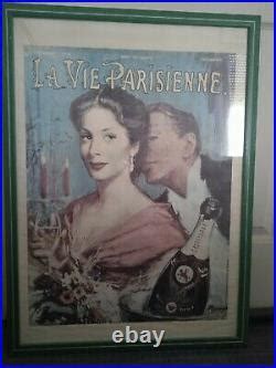 Ancienne Affiche Champagne De Castellane La Vie Parisienne Encadrée