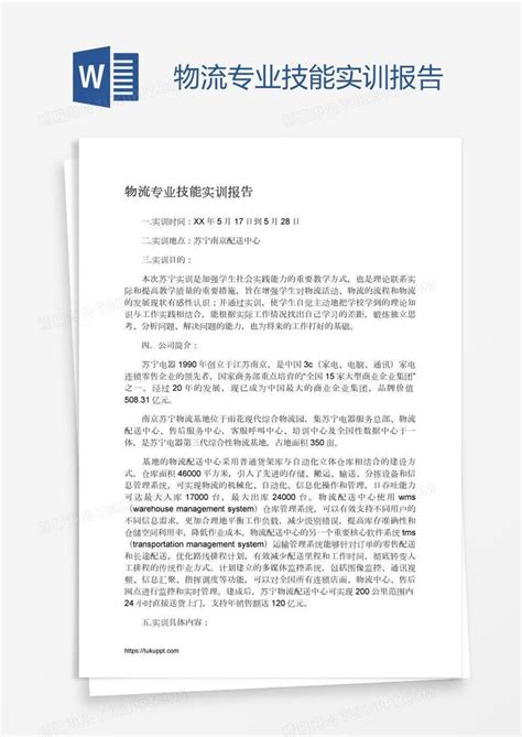 物流专业技能实训报告模板下载物流图客巴巴