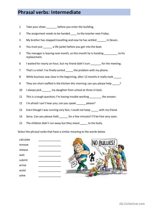 Phrasal Verbs Pre Intermediate English Esl Worksheets Pdf Doc