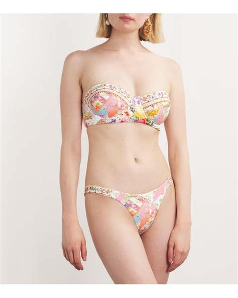 CAMILLA Floral Crystal Embellished Bikini Top In Pink Lyst
