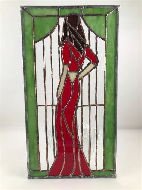 11 In Stained Glass Panel Woman S Silhouette Etsy