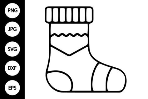 Outline Winter Sock Svg Coloring Page Graphic By Mydigitalart13