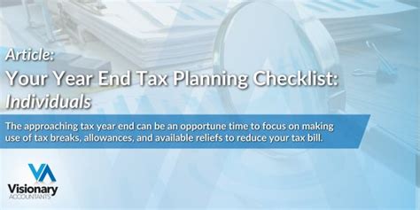 Your Year End Tax Planning Checklist Individuals