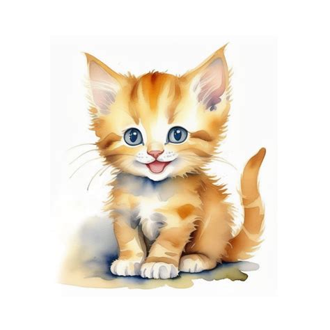 Kitty Wall Art Watercolor Kitty Wall Decor Home Decor Cat Wall Decor