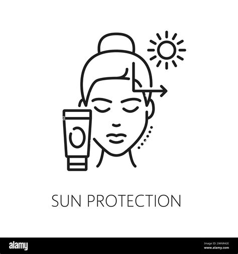 Face Skin Sun Protection Skincare Cosmetology Icon Woman Beauty And Dermatology Product Line