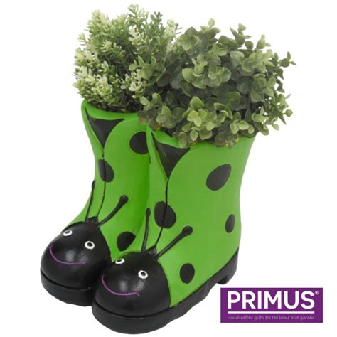 Ladybird Boots Planter Frost Proof Polyresin Green