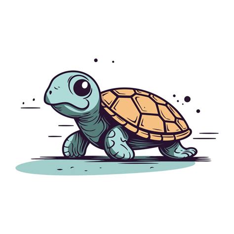 Linda Tortuga De Dibujos Animados Aislada Sobre Un Fondo Blanco