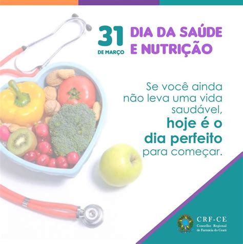 Calendário 31 de Março Dia da Saúde e Nutrição CRF CE