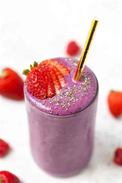 Vegan Triple Berry Protein Smoothie Recipe Simply Quinoa