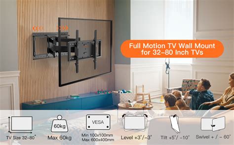 TV Wall Bracket Mount For 32 80 Inch TVs WHYFONE Long Reach TV Wall