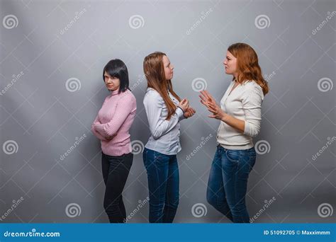 Two Girls Talking Blonde European Appearance Laugh Stock Image Image