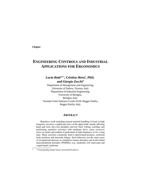 (PDF) Engineering controls and industrial applications for ergonomics