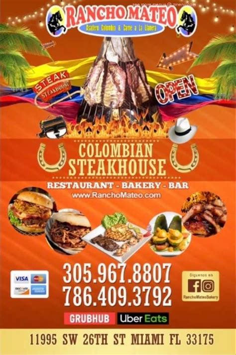 Online Menu Of Rancho Mateo Colombian Steakhouse Restaurant Miami