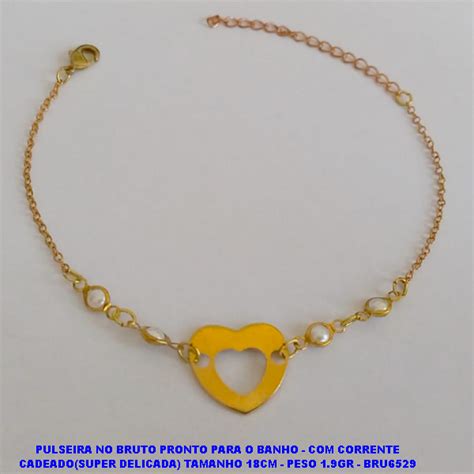 Pulseira No Bruto Pronto Para O Banho Corrente Cadeado Super