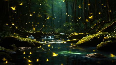 Fireflies Wallpaper 4k Forest 8k Aesthetic River