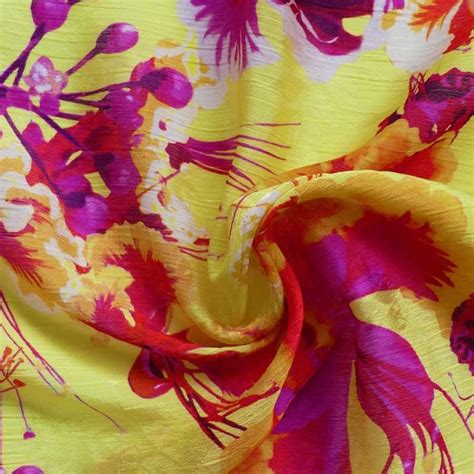 Tissu Voile Jacquard Pliss Jaune Tissus Des Ursules