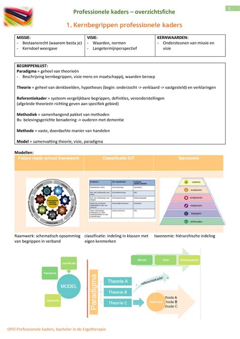 Fiche 1 Kernbegrippen Samenvatting Professionele Kaders 1