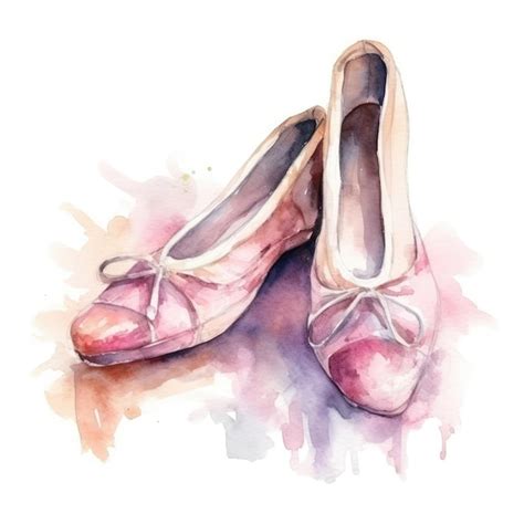 Premium Ai Image Watercolor Ballet Shoes