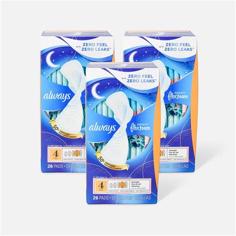 Fsa Eligible Always Infinity Flexfoam Pads For Women Size 4 Overnight Absorbency With Wings