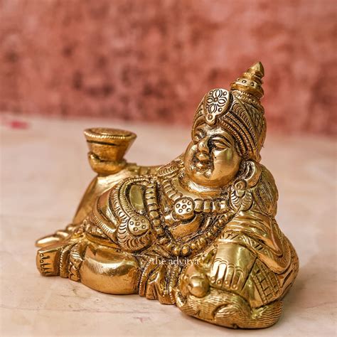 Brass Kuber Statue Sitting Inches Idol Sculpture Kuvera Statue Dik