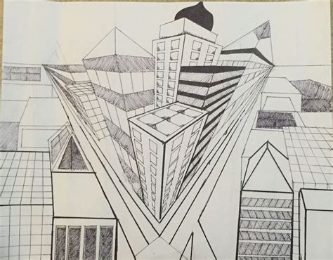 3 point perspective city I am sorry | Ide menggambar, Sketsa, Gambar