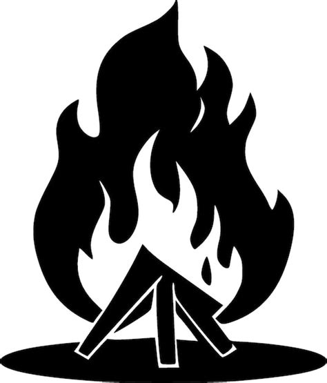 Campfire Black And White Vector Illustration Premium Ai Generated Vector