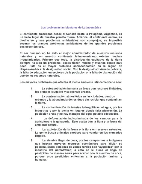 Problemas Ambientales En America Latina Los Problemas Ambientales De