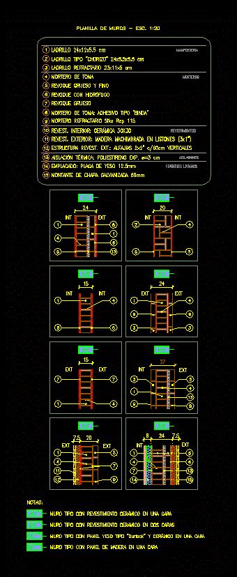 Planilla De Muros En Autocad Librer A Cad