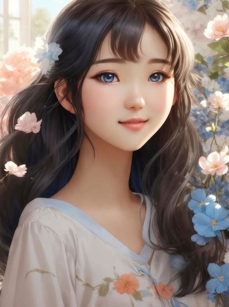 Premium Ai Image Portrait Of A Cute Korean Girl Anime Style