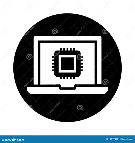 Data Processing Processor Icon Black Color Stock Vector