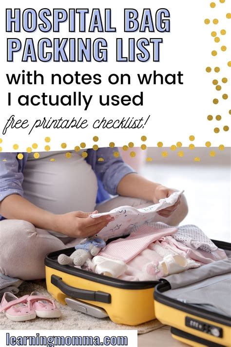 Printable Hospital Bag Checklist For Labor And Delivery Artofit