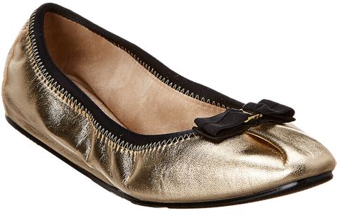 Ferragamo My Joy Foldaway Metallic Leather Ballet Flat ShopStyle