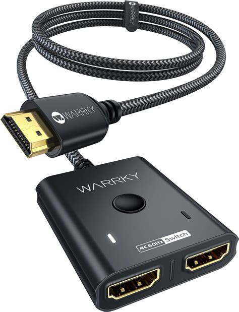 Warrky Switch Hdmi K Hz Avec Cable Fixe M Splitter Hdmi Coquille