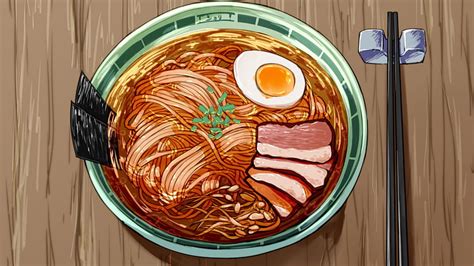 Anime Ramen Delicious Chopsticks Egg Meat Korean Food Hd Phone