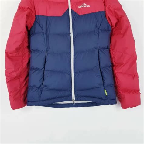 Kathmandu Womens Size 8 Red Blue Puffer Jacket Duckdown 550 Lightweight