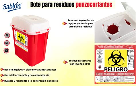 Sablon Pack Contenedor Para Residuos Punzo Cortantes RPBI 4L Rojo