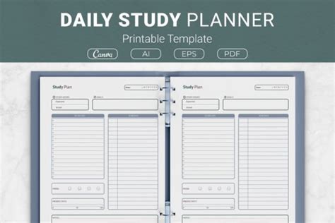 Daily Study Planner Printable Template Graphic By Jundi · Creative Fabrica