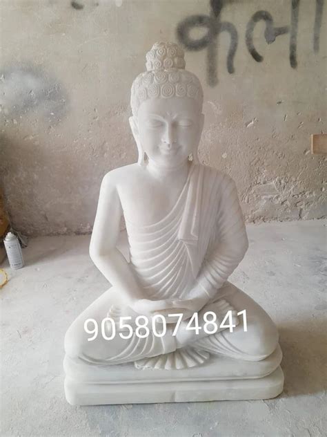 White Plain Marble Buddha Head Statue For Worship Size Inch At Rs